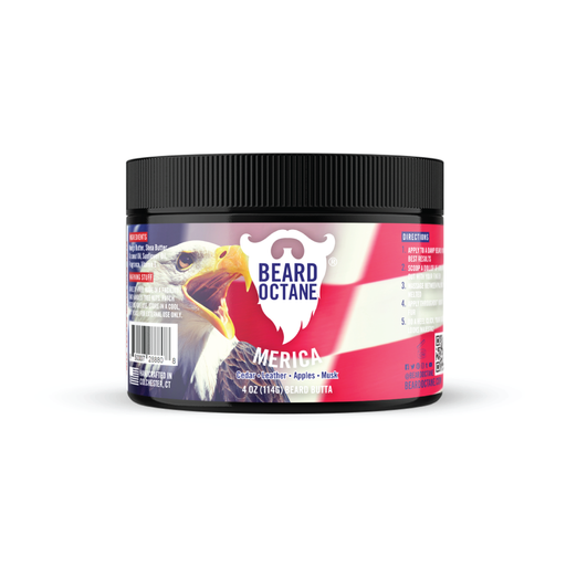 Beard Octane Merica product container with an eagle design on a white background